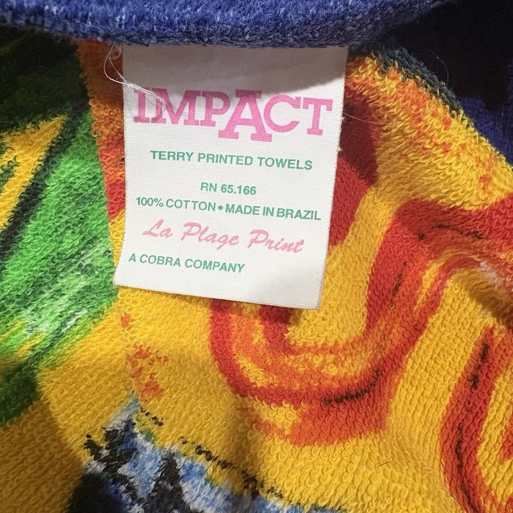 Vtg Brazilian Safari Impact Colorful XL Beach Towel 80s 90s Jungle 67X51